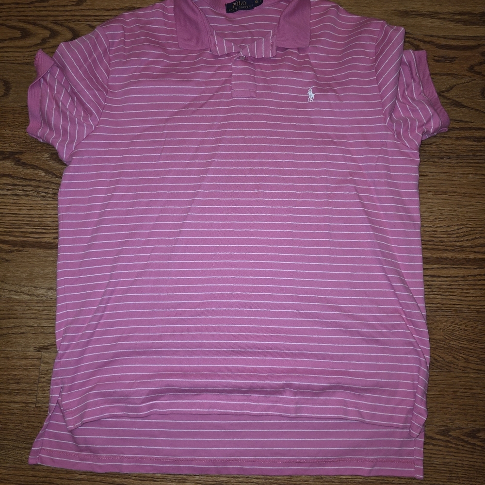 Ralph Lauren Pink Striped Polo Shirt Men XL